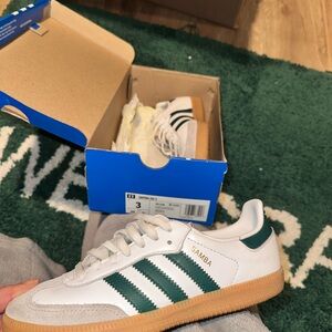 Adidas Samba White and Dark Green Shoes